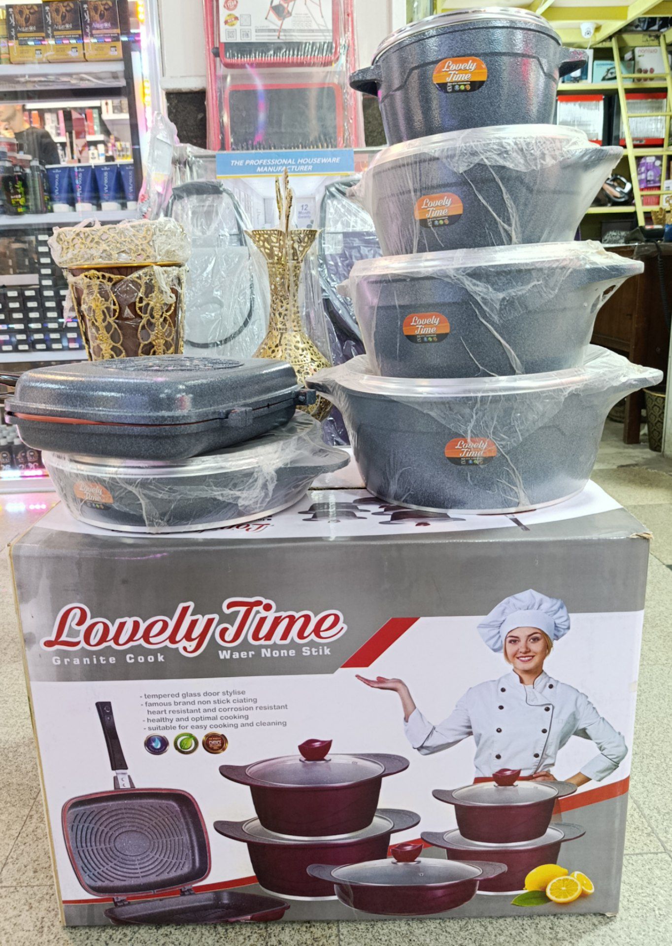 سرویس قابلمه چدن لاولی تایم (Lovely Time) مدل Granite cook